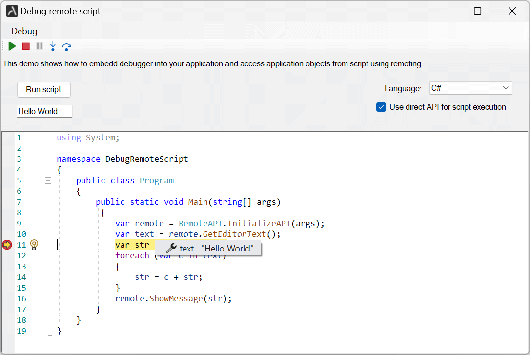 Embedded debugging logic