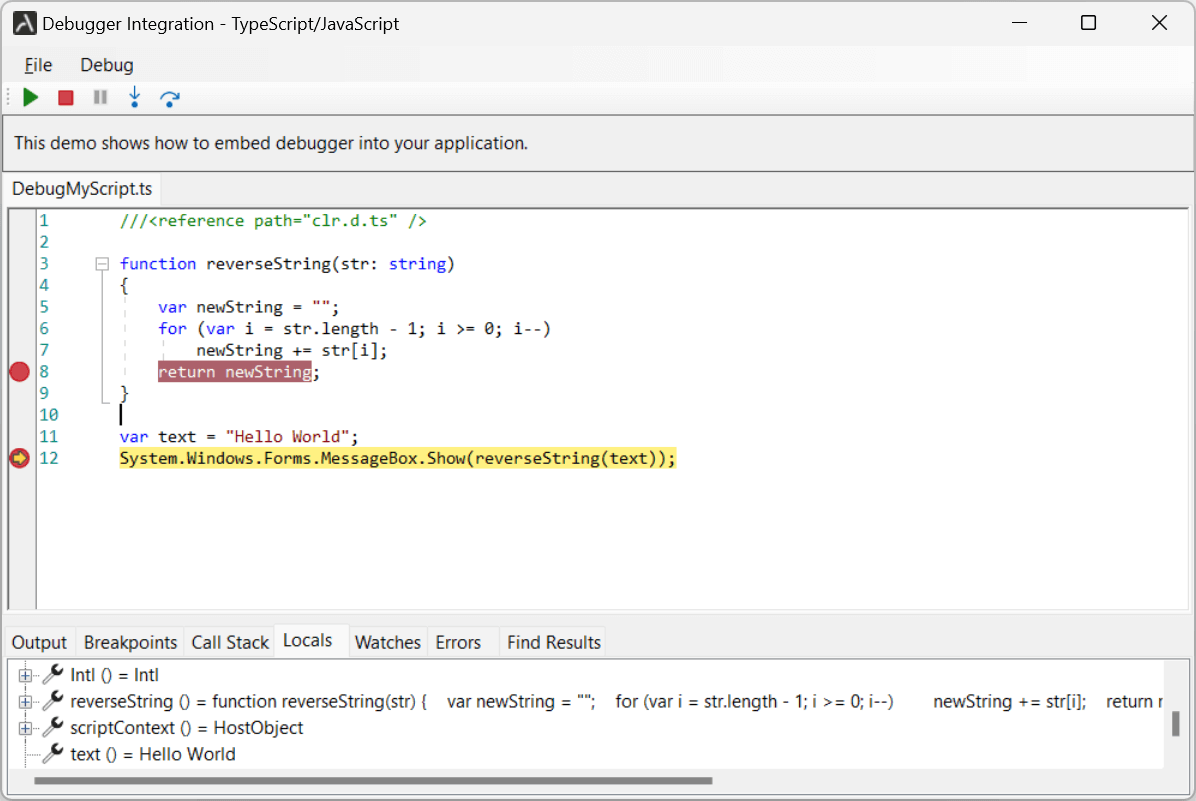 TypeScript and JavaScript scripting and debugging