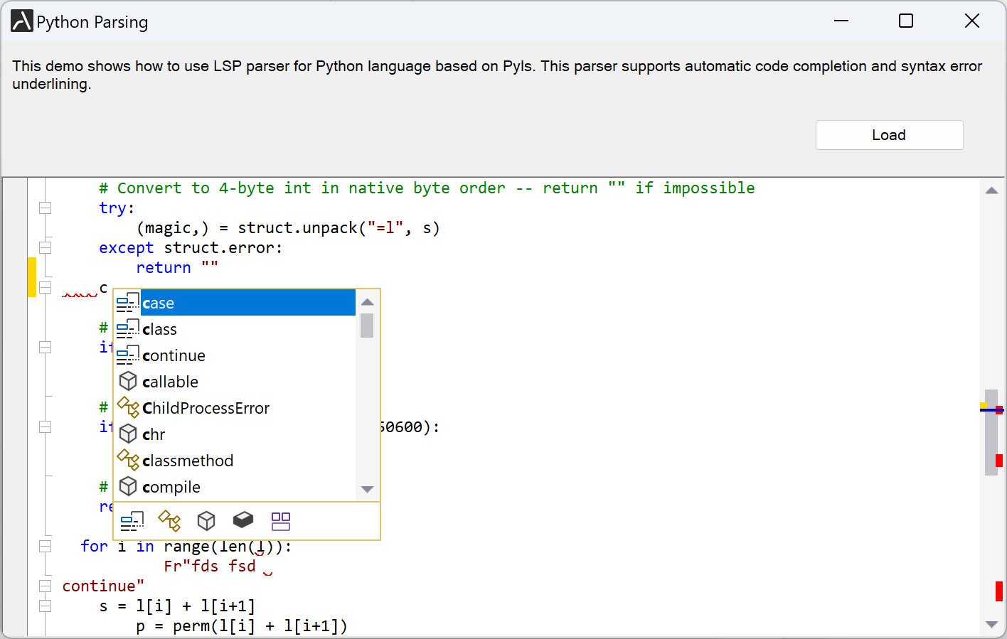 Enhanced Python parsing