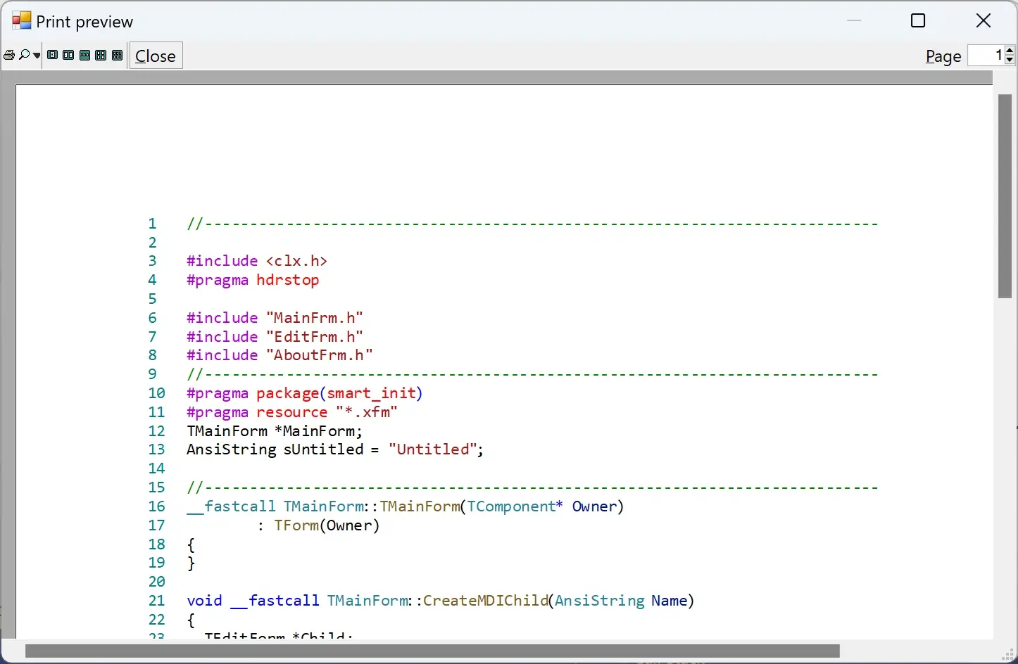 Pring and print preview