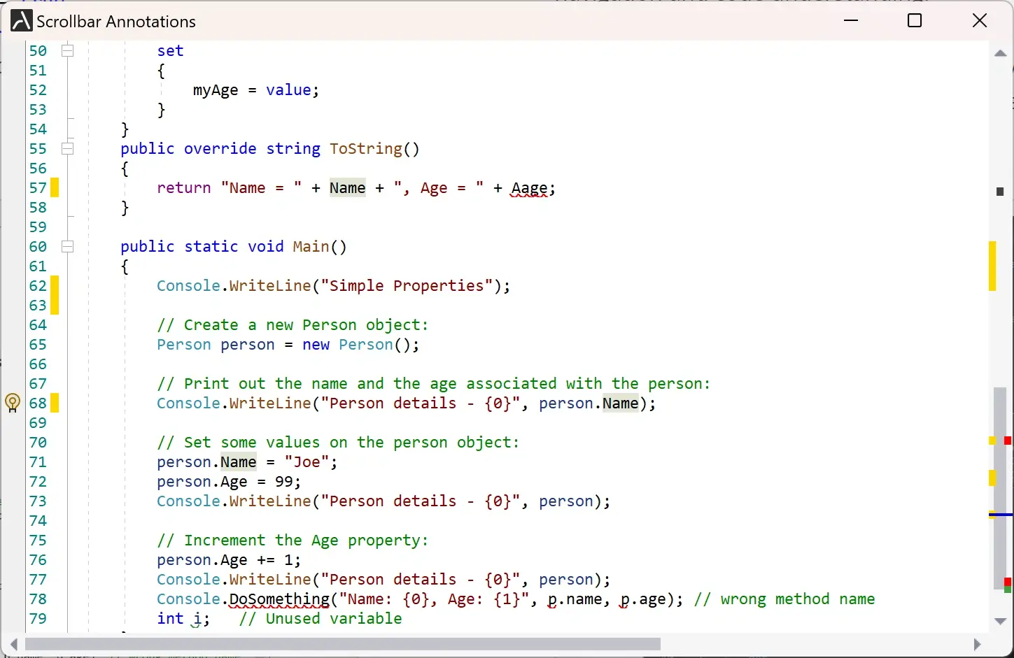Scrollbar annotations