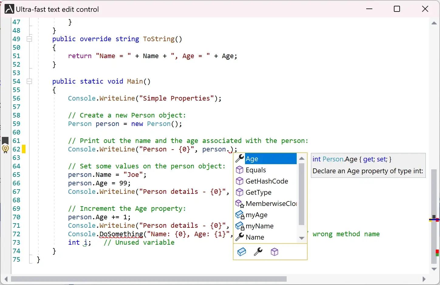 Ultra-fast text edit controls