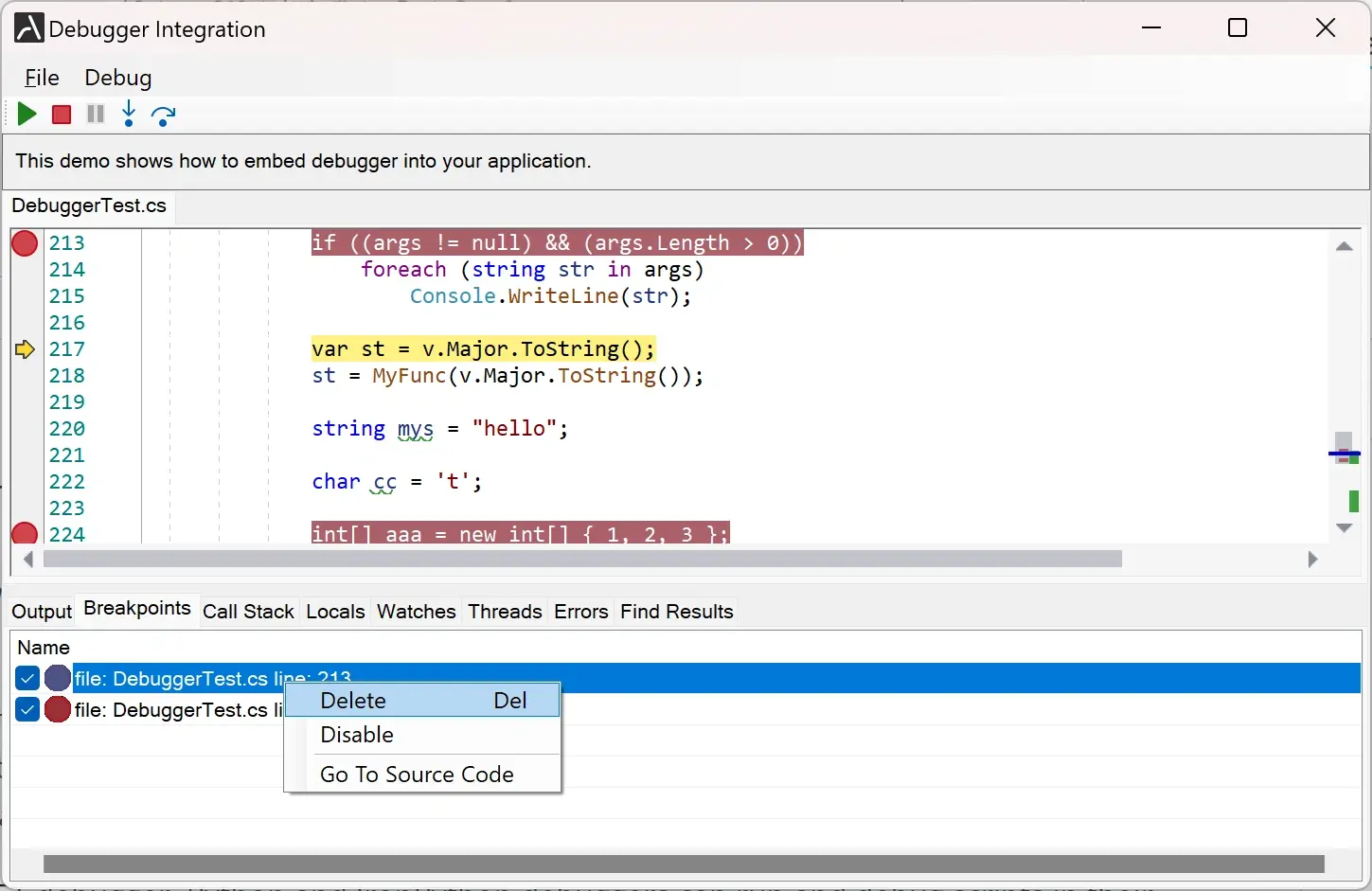 Integrating C# and Visual basic debugger